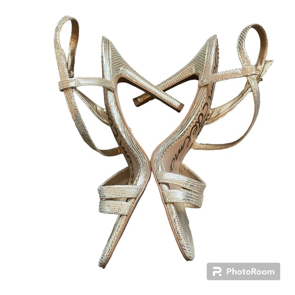 Sam Edelman Alisandra Holiday Gold Leather w/ 4.5” Stiletto Heel- size 9 - Picture 12 of 16